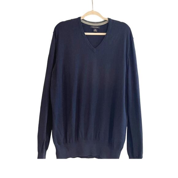 Banana Repbulic Men's Cotton Cashmere V Neck Sweater Size XL True Navy - Picture 1 of 6